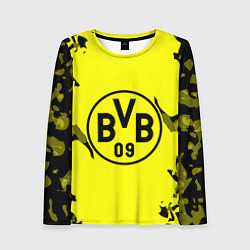 Лонгслив женский FC Borussia Dortmund: Yellow & Black, цвет: 3D-принт