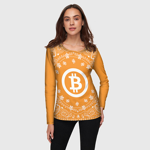 Женский лонгслив Bitcoin Mandala / 3D-принт – фото 3