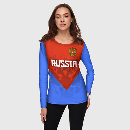 Женский лонгслив Russia Red & Blue / 3D-принт – фото 3