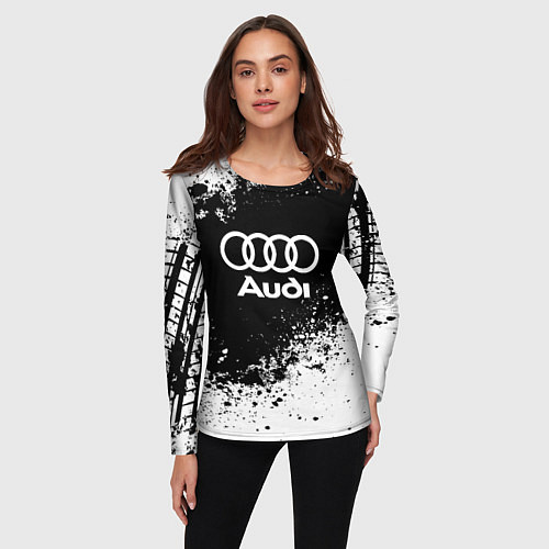 Женский лонгслив Audi: Black Spray / 3D-принт – фото 3