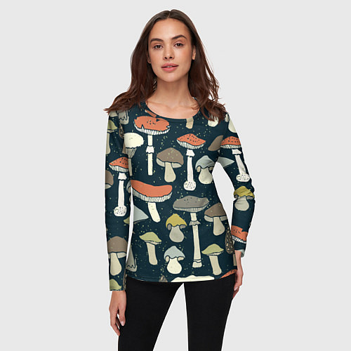 Женский лонгслив Грибной лес / 3D-принт – фото 3