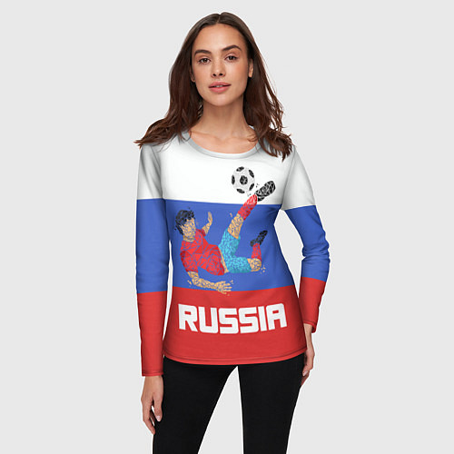 Женский лонгслив Russia Footballer / 3D-принт – фото 3