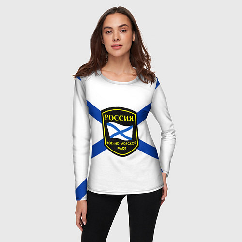 Женский лонгслив ВМФ Россия / 3D-принт – фото 3