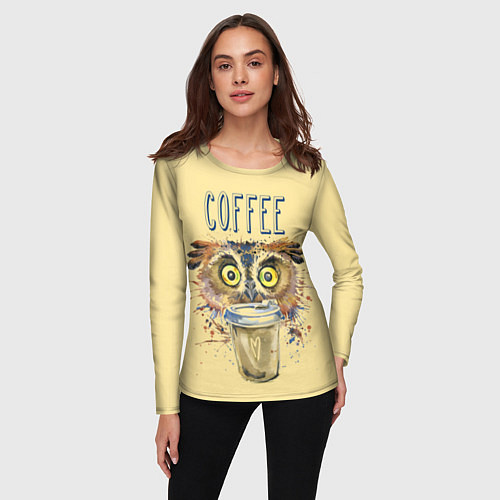 Женский лонгслив Owls like coffee / 3D-принт – фото 3