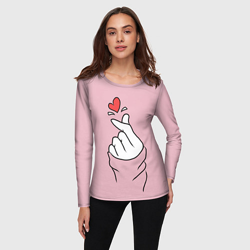 Женский лонгслив Я тебя люблю - корейское сердечко / 3D-принт – фото 3