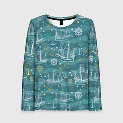 Женский лонгслив Парусники в море - паттерн