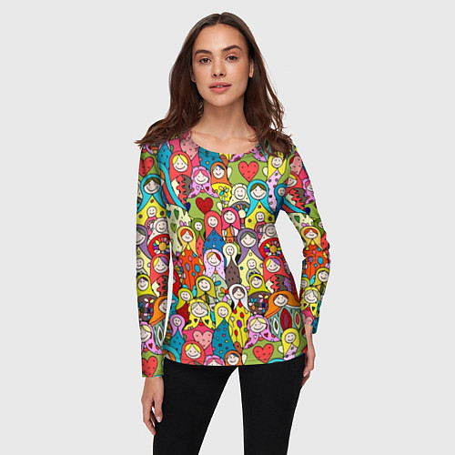 Женский лонгслив Весёлые матрешки / 3D-принт – фото 3