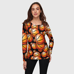 Лонгслив женский Баскетбольные яркие мячи, цвет: 3D-принт — фото 2