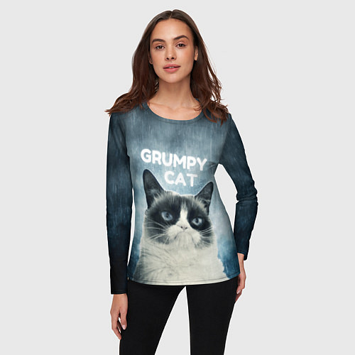 Женский лонгслив Grumpy Cat / 3D-принт – фото 3