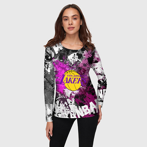 Женский лонгслив Лос-Анджелес Лейкерс, Los Angeles Lakers / 3D-принт – фото 3