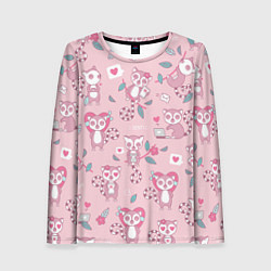 Женский лонгслив Лемуры любовь розовый фон