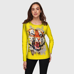 Лонгслив женский Оскал тигра, цвет: 3D-принт — фото 2