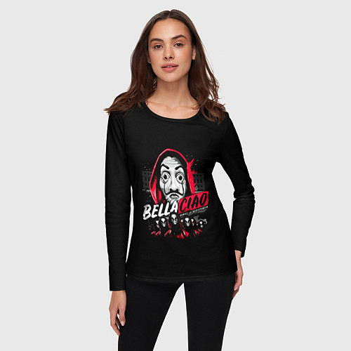 Женский лонгслив БУМАЖНЫЙ ДОМ / 3D-принт – фото 3