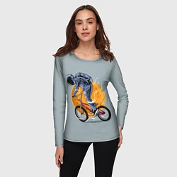 Лонгслив женский Космический велосипедист Z, цвет: 3D-принт — фото 2