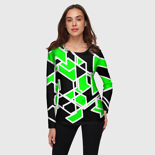 Женский лонгслив Зелёное трубы / 3D-принт – фото 3