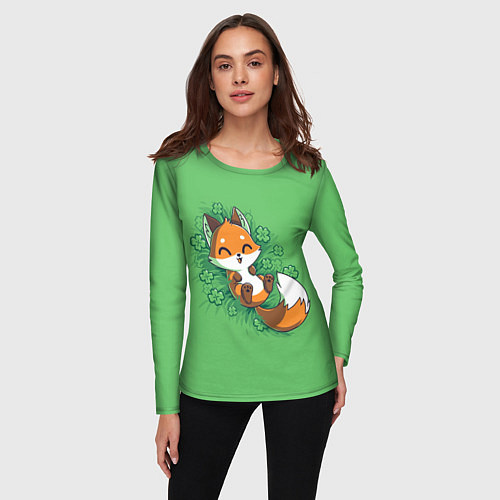 Женский лонгслив Удачливый лис / 3D-принт – фото 3