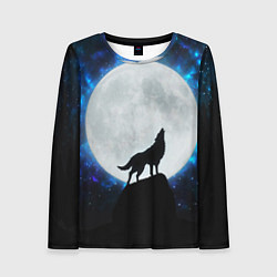 Лонгслив женский Волк воющий на луну, цвет: 3D-принт