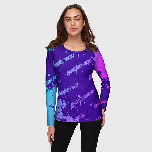 Женский лонгслив Ghostrunner узор / 3D-принт – фото 3