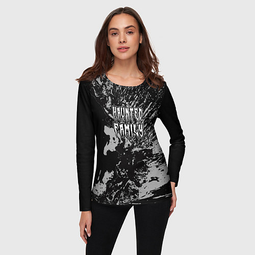 Женский лонгслив Haunted Family лейбл Kizaru / 3D-принт – фото 3