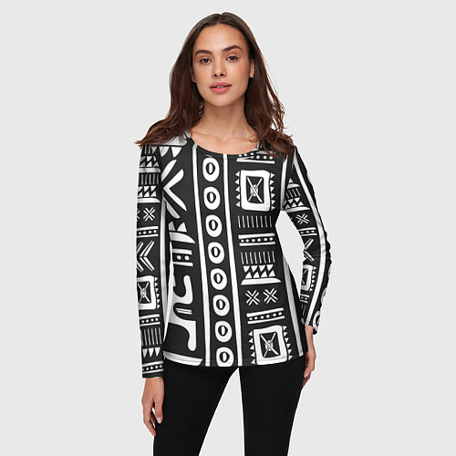 Женский лонгслив Этнический узор / 3D-принт – фото 3