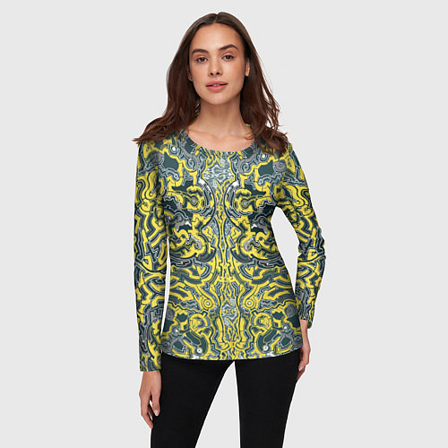 Женский лонгслив УЗОР , ФУТУРИЗМ, / 3D-принт – фото 3