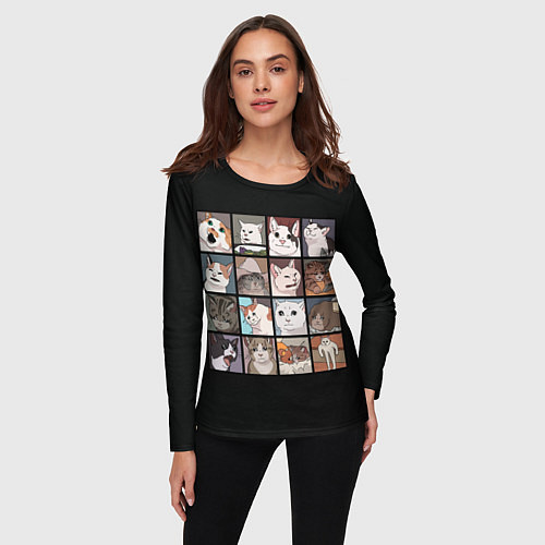 Женский лонгслив Коты и кошки / 3D-принт – фото 3