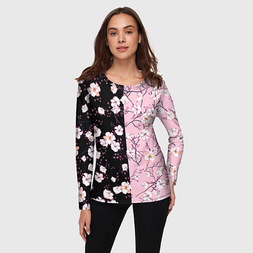 Женский лонгслив САКУРА SAKURA ВИШНЯ / 3D-принт – фото 3