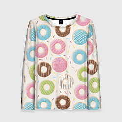 Лонгслив женский Пончики Donuts, цвет: 3D-принт