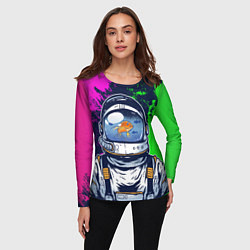 Лонгслив женский Астронавт аквариум в краске, цвет: 3D-принт — фото 2