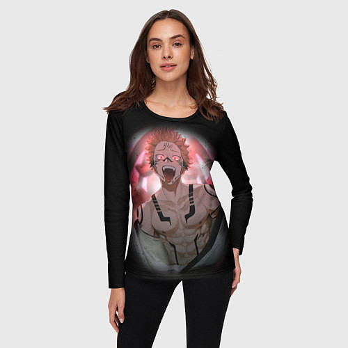 Женский лонгслив МАГИЧЕСКАЯ БИТВА SUKUNA / 3D-принт – фото 3