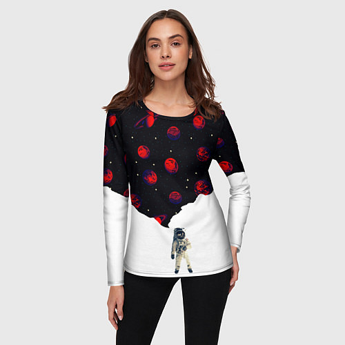 Женский лонгслив Мысли космонавта про космос / 3D-принт – фото 3