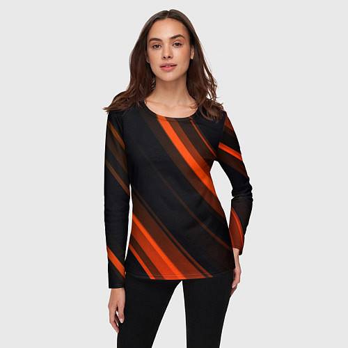 Женский лонгслив ORANGE Black / 3D-принт – фото 3