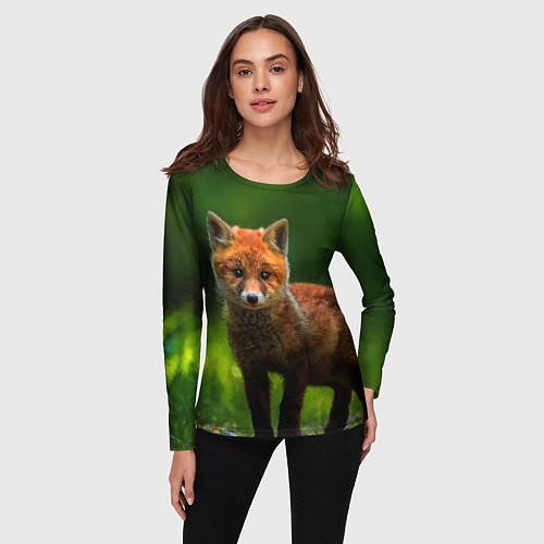 Женский лонгслив Маленький лисенок / 3D-принт – фото 3