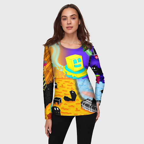 Женский лонгслив Geometry Dash: RobTop Z / 3D-принт – фото 3