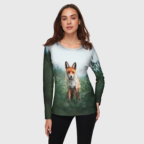 Женский лонгслив Лисица в зелени / 3D-принт – фото 3