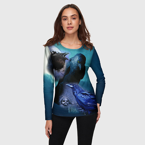 Женский лонгслив Мистические вороны Crows / 3D-принт – фото 3