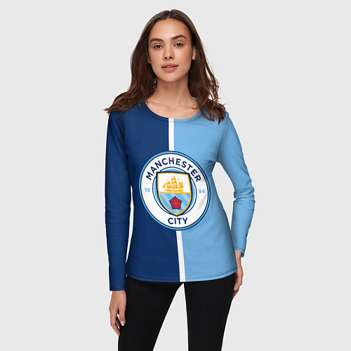 Женский лонгслив МАНЧЕСТЕР СИТИ MANCHESTER / 3D-принт – фото 3
