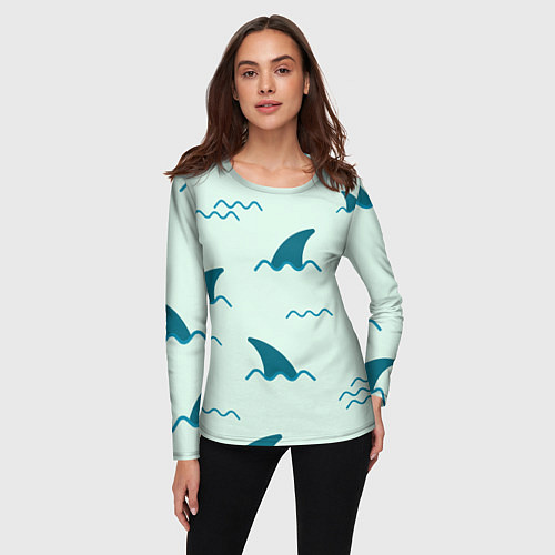 Женский лонгслив Плавники акул / 3D-принт – фото 3