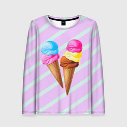 Лонгслив женский Мороженое графический фон, цвет: 3D-принт