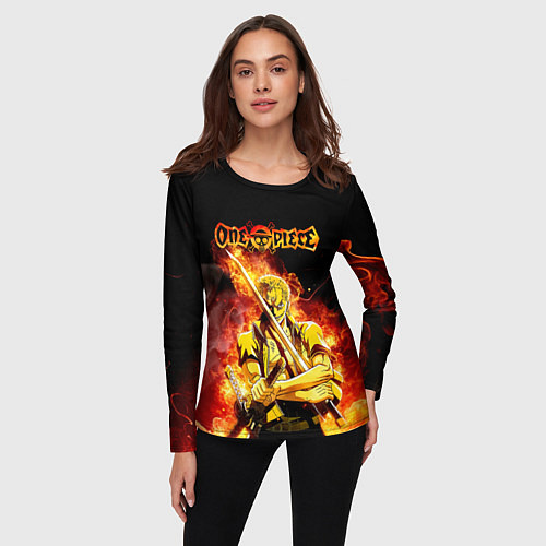 Женский лонгслив Зоро в огне One Piece Большой куш / 3D-принт – фото 3