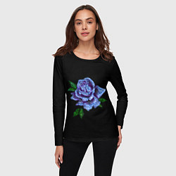 Лонгслив женский Сапфировая роза, цвет: 3D-принт — фото 2