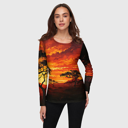 Женский лонгслив АФРИКАНСКАЯ САВАННА / 3D-принт – фото 3
