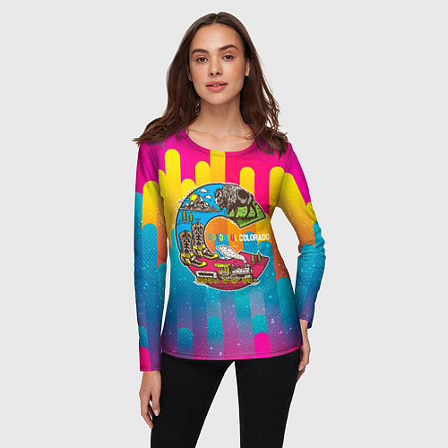 Женский лонгслив Путешествие Colorful / 3D-принт – фото 3