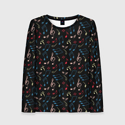 Женский лонгслив Ноты паттерн