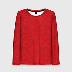 Лонгслив женский Ярко-красный мраморный узор, цвет: 3D-принт