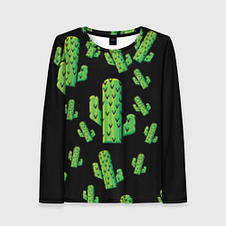 Лонгслив женский Cactus Time - Веселые кактусы, цвет: 3D-принт