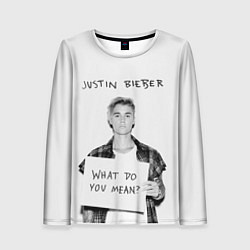 Лонгслив женский JUSTIN BIEBER, цвет: 3D-принт