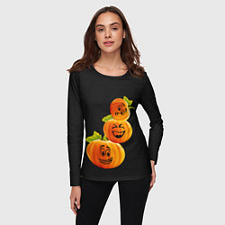 Лонгслив женский Хэллоуин смешные тыквы, цвет: 3D-принт — фото 2