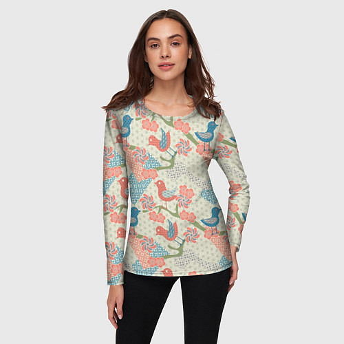 Женский лонгслив Традиционный японский орнамент / 3D-принт – фото 3
