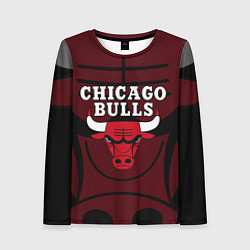 Лонгслив женский CHICAGO BULLS ЧИКАГО БУЛЛС НА ФОНЕ, цвет: 3D-принт